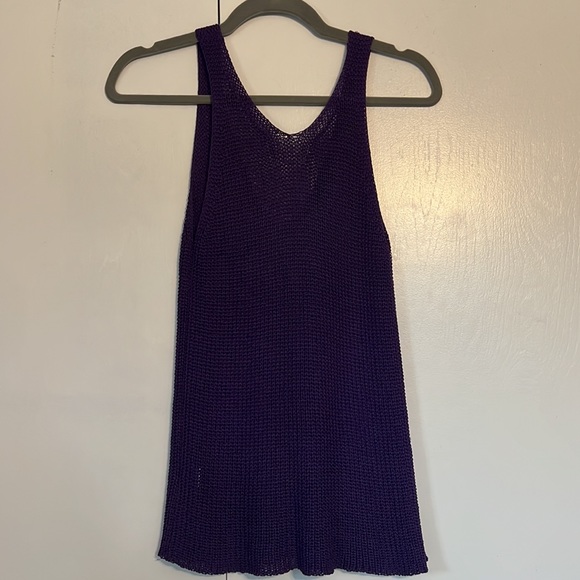 Small Royal Purple knit tank, V-neck - Picture 4 of 9